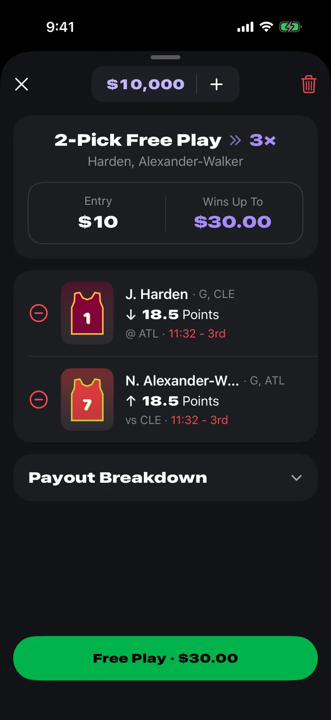 A two-pick Play paying 3x